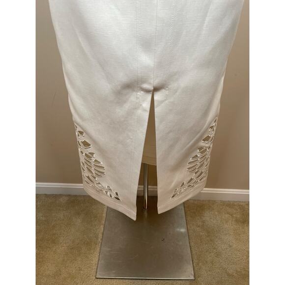 Acler Delacourt Linen Cutout Ivory White Midi Dress Size 4 - Picture 6 of 12